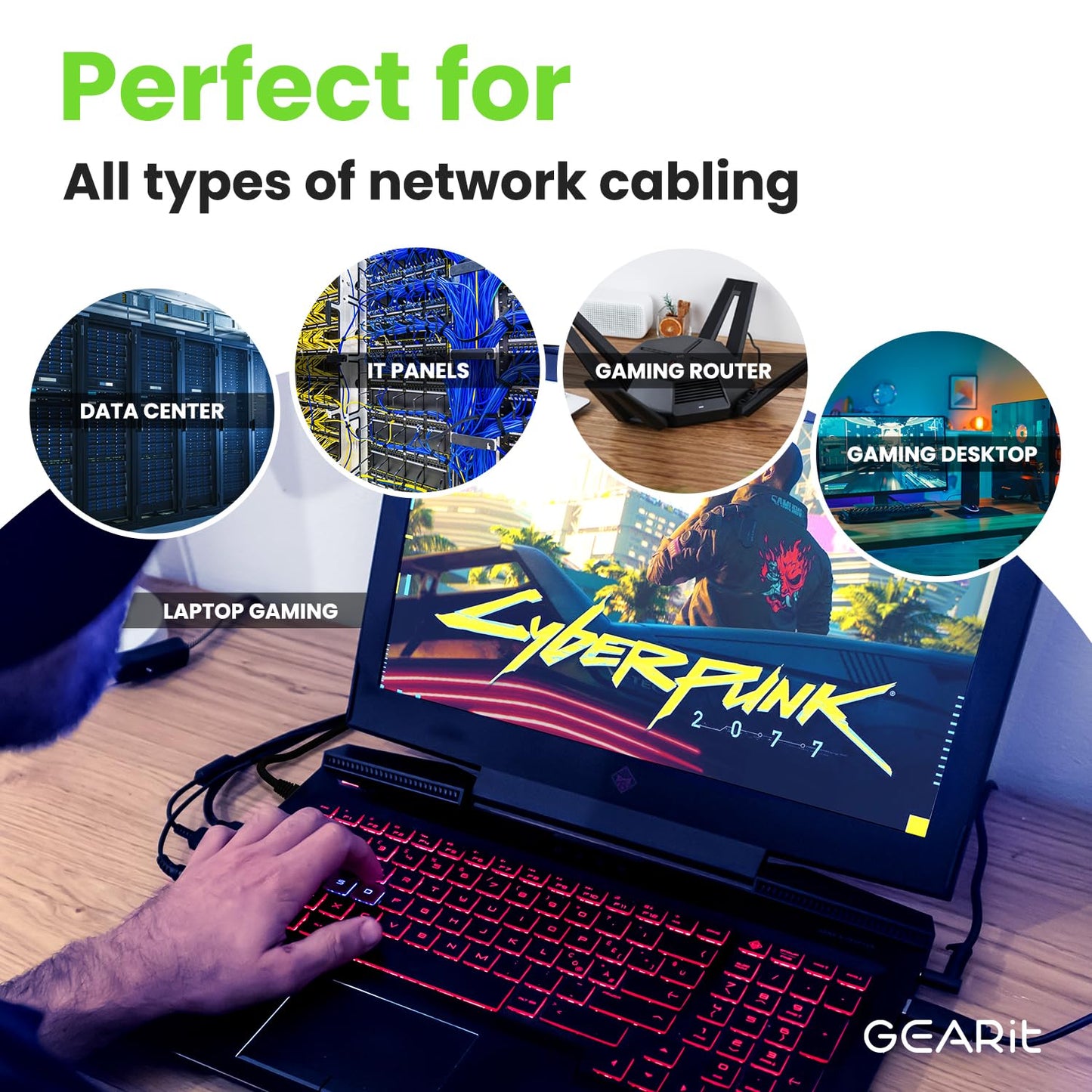 Cat 6 Ethernet Cable (24-Pack 5 Feet) Cat6 Network Patch, 10Gbps, RJ45, Snagless Cord, Gold-Plated Connectors, Internet for PC, TV, Tablet, Router, Printer, Servers, IT Data Center - Black